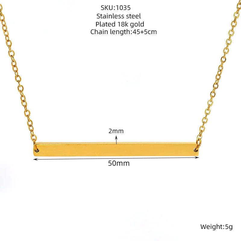 316L Stainless Steel Geometric Horizontal Necklace Clavicle Chain Jewelry With Electroplating - Image 6