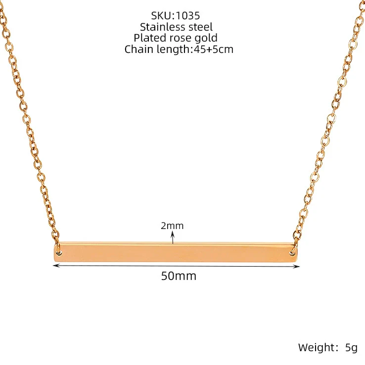 316L Stainless Steel Geometric Horizontal Necklace Clavicle Chain Jewelry With Electroplating - Image 7