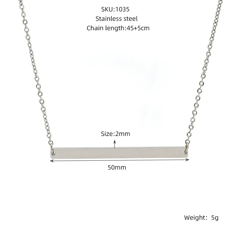 316L Stainless Steel Geometric Horizontal Necklace Clavicle Chain Jewelry With Electroplating - Image 8