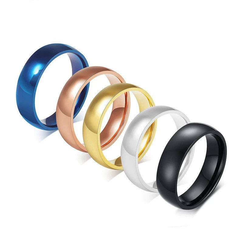 Titanium Steel Geometric Plain Ring Electroplated Unisex Jewelry