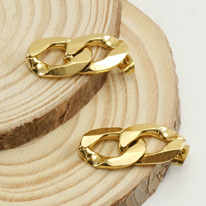 316L Stainless Steel Geometric Plated 18K Gold Irregular Earrings For Women - Image 3