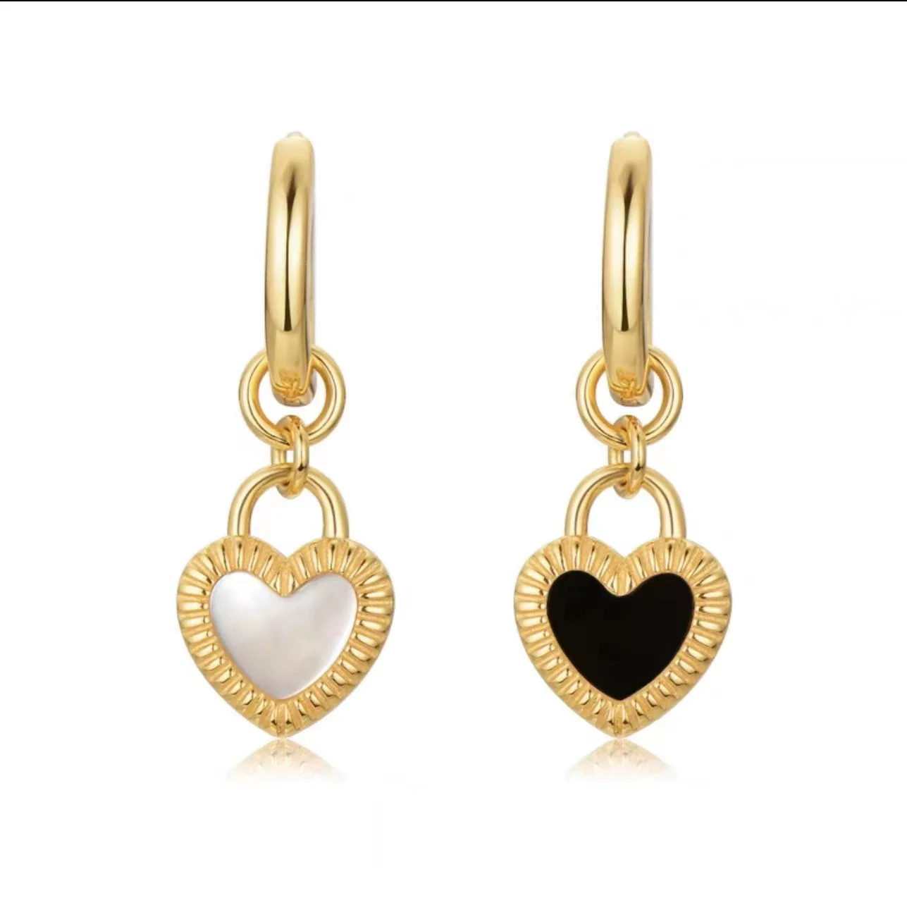 Titanium Steel Geometric Retro Love Doublesided Asymmetric Electroplated Women's Earrings - Image 5