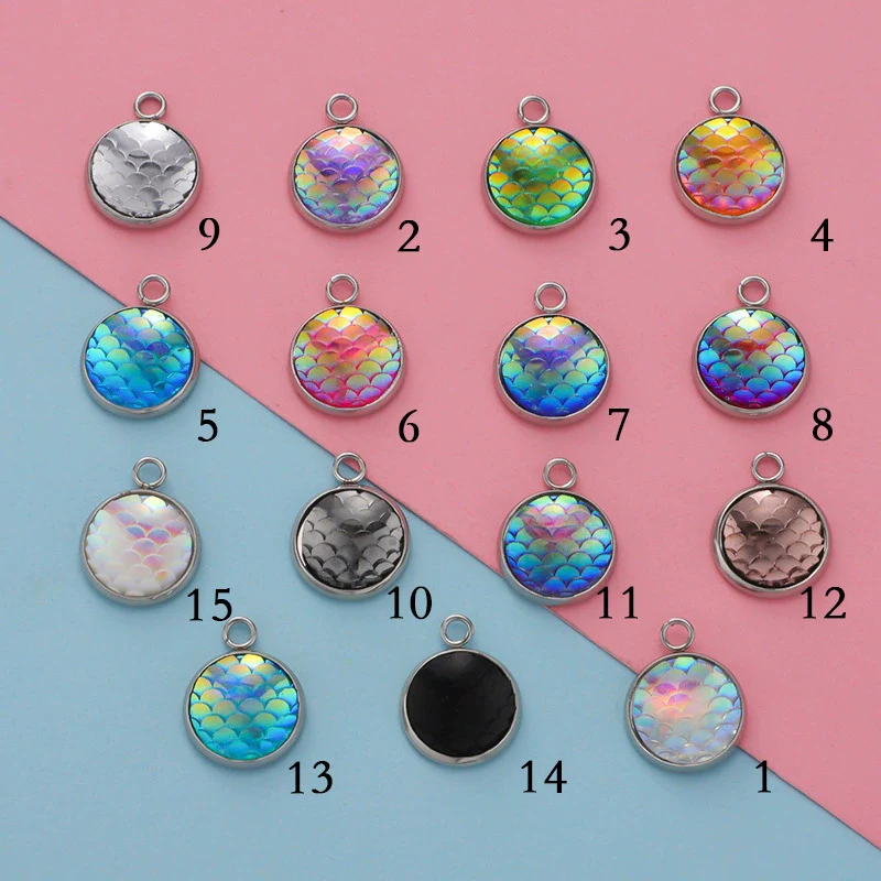 Titanium Steel Geometric Round Fish Scale Jewelry Accessories Pendant