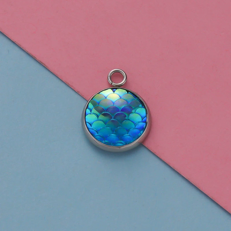 Titanium Steel Geometric Round Fish Scale Jewelry Accessories Pendant - Image 10