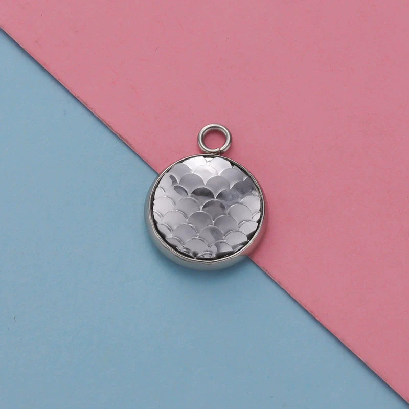 Titanium Steel Geometric Round Fish Scale Jewelry Accessories Pendant - Image 14