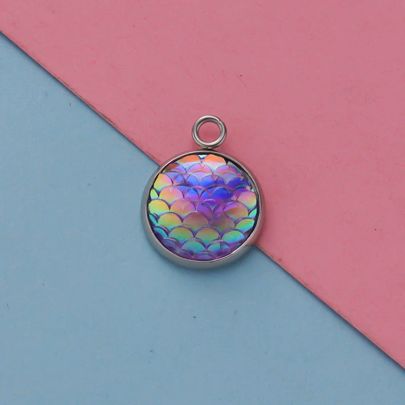 Titanium Steel Geometric Round Fish Scale Jewelry Accessories Pendant - Image 7