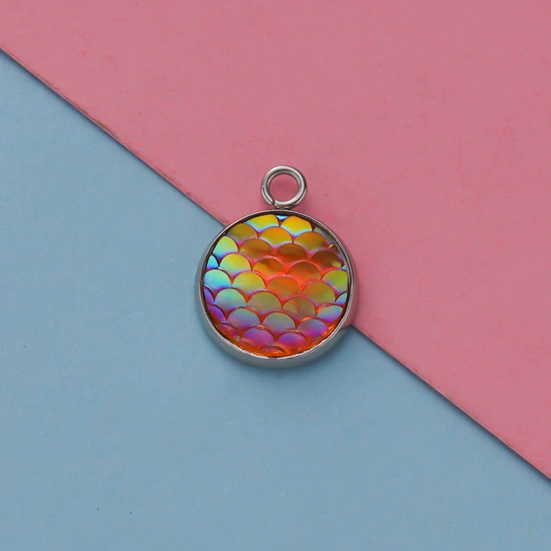 Titanium Steel Geometric Round Fish Scale Jewelry Accessories Pendant - Image 9