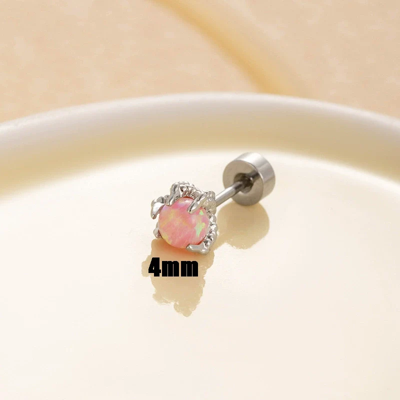 Titanium Steel Geometric Style Dragon Ball Dragon Claw Ear Nails For Women With Precious Stones - Image 5