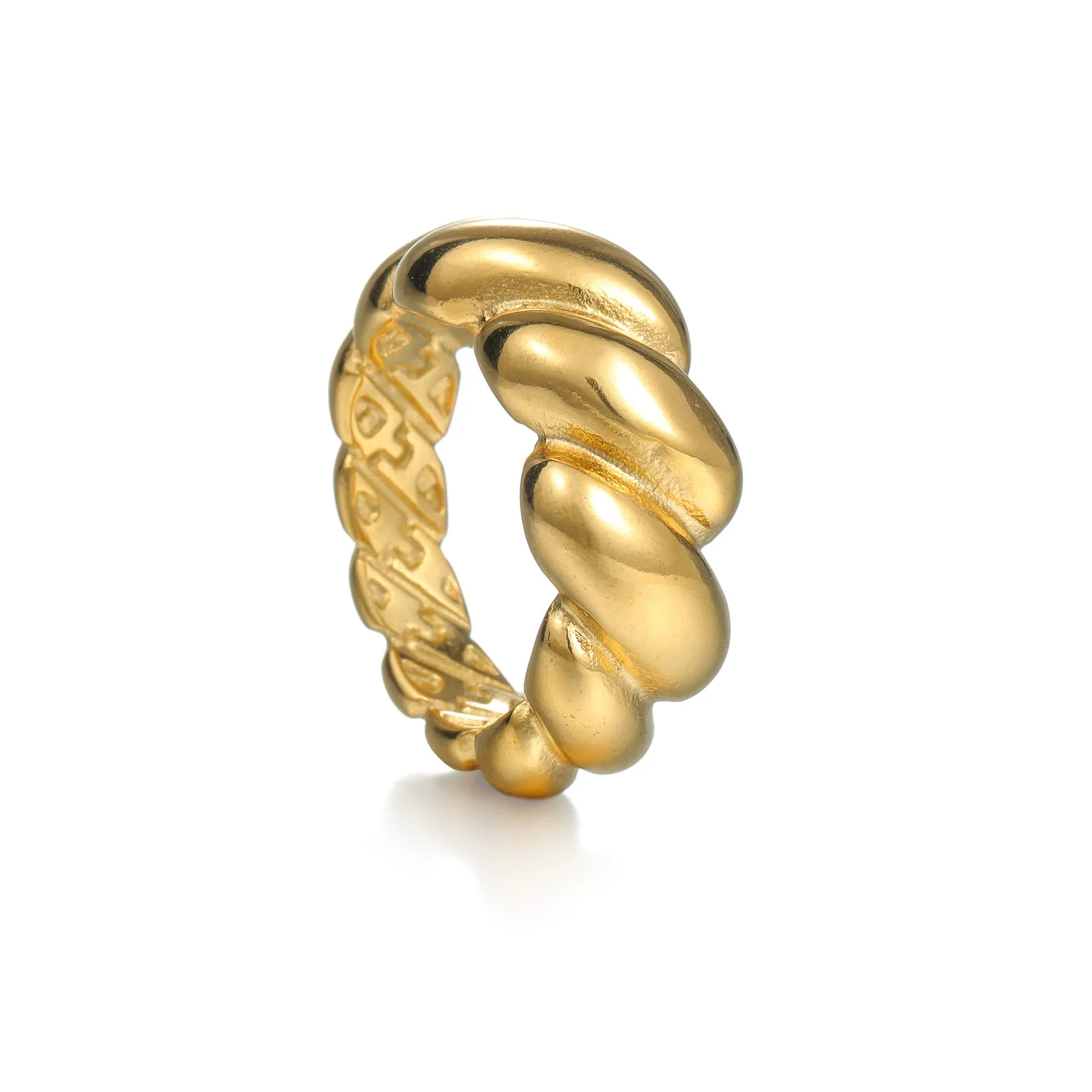 Titanium Steel Geometric Twist Shape Casting And Electroplating Ring Unisex Jewelry - Image 5