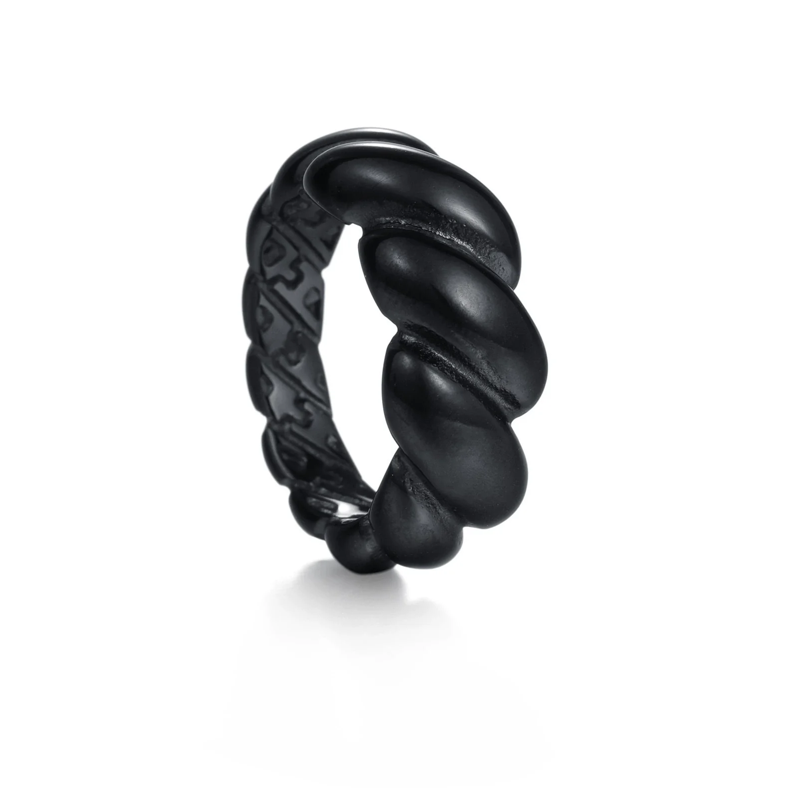 Titanium Steel Geometric Twist Shape Casting And Electroplating Ring Unisex Jewelry - Image 6