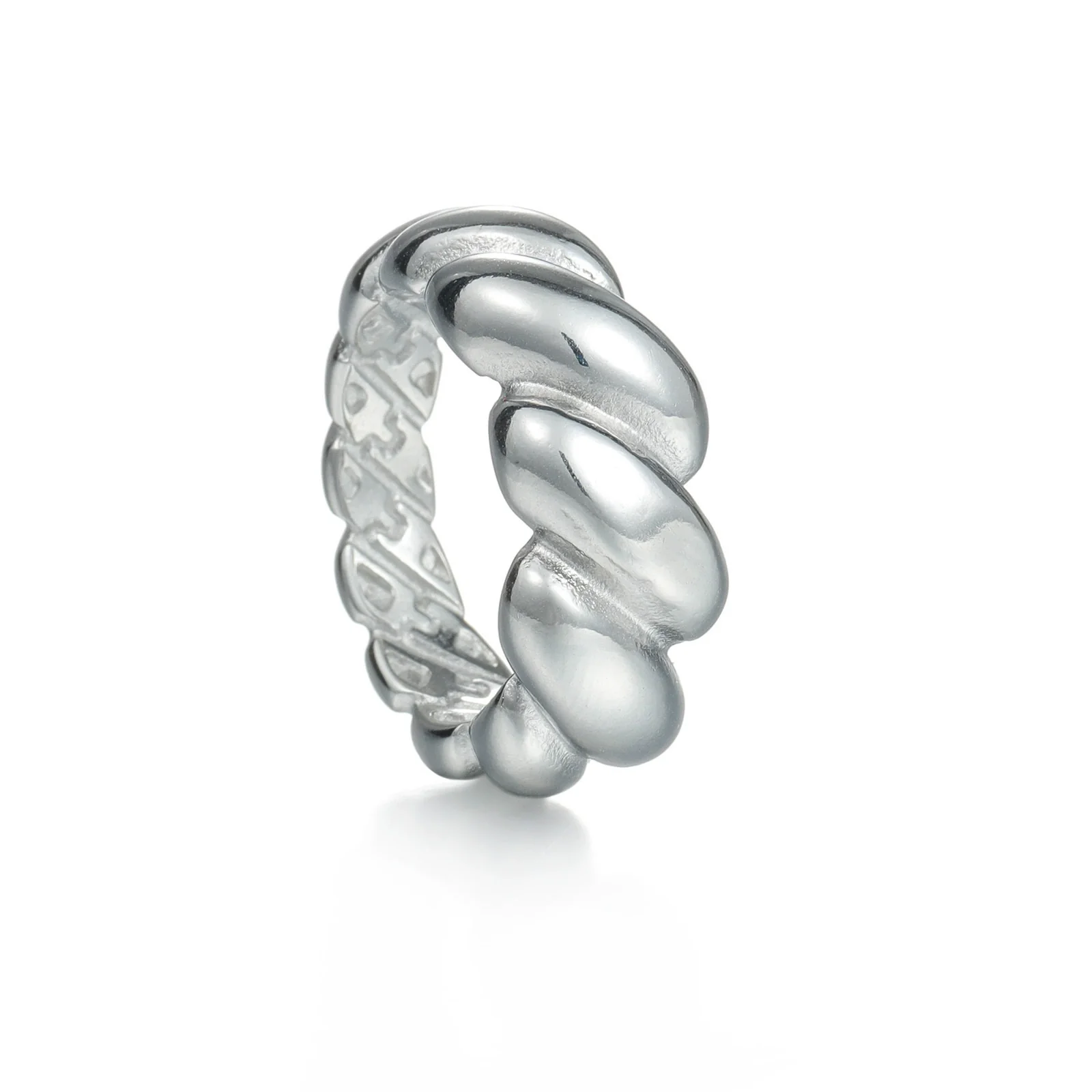 Titanium Steel Geometric Twist Shape Casting And Electroplating Ring Unisex Jewelry - Image 7