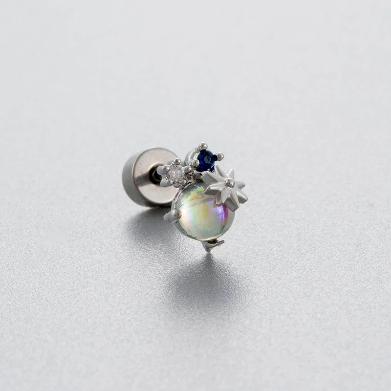 Titanium Steel Geometric Zirconia Love Butterfly Screw Earrings For Women - Image 3