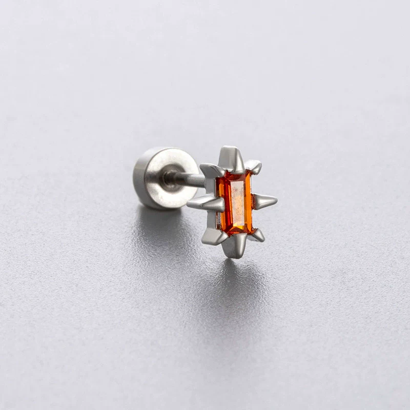 Titanium Steel Geometric Zirconia Women's Puncture Earrings - Image 5