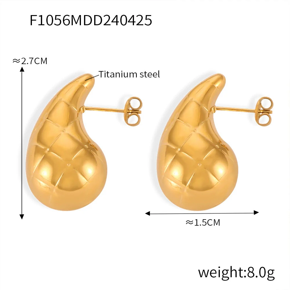 Titanium Steel Goldplated Geometric Hollow Texture Women's Fashion Creative Earrings - Image 6