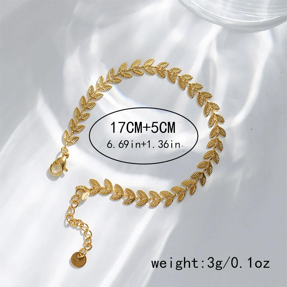 Titanium Steel Goldplated Leaf Bracelet For Women Fashionable Jewelry - Image 6