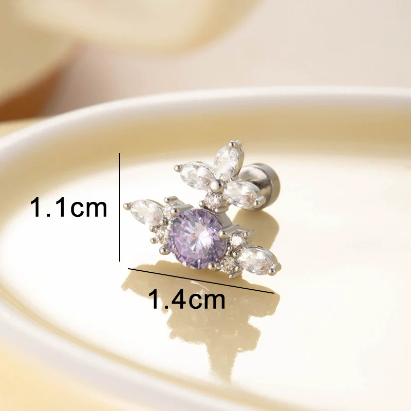 Titanium Steel Inlaid Zircon Cross Saturn Lady Earrings - Image 7