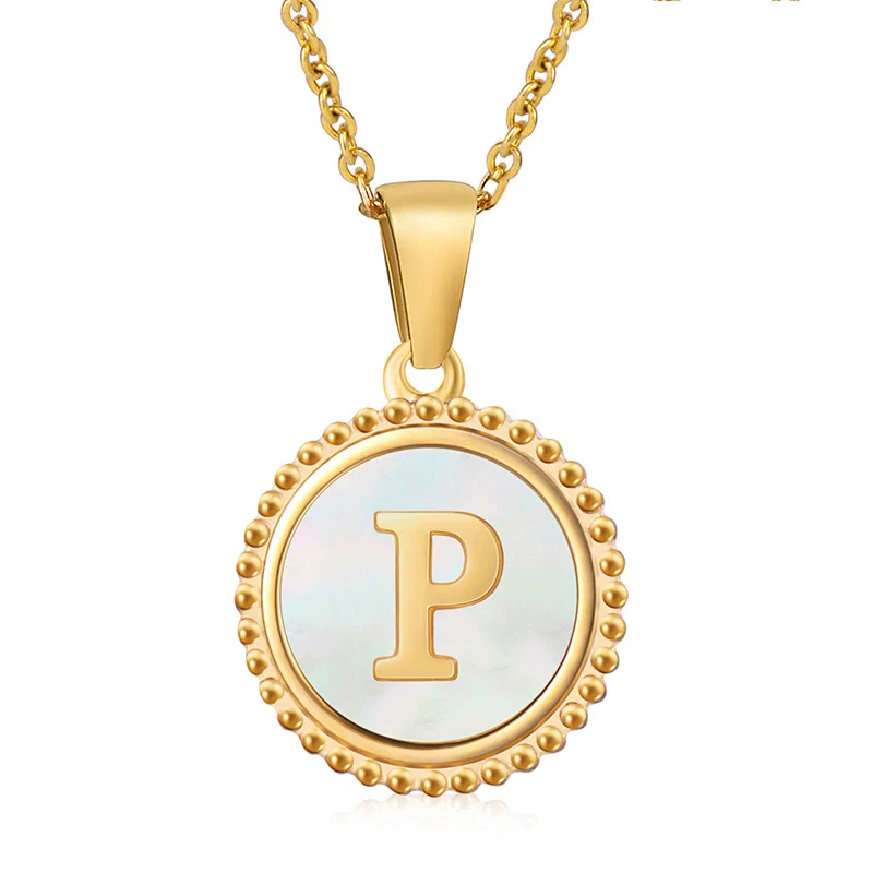 316L Stainless Steel Letter Coin Necklace 18K Gold Plated Women's Fashion - Image 19