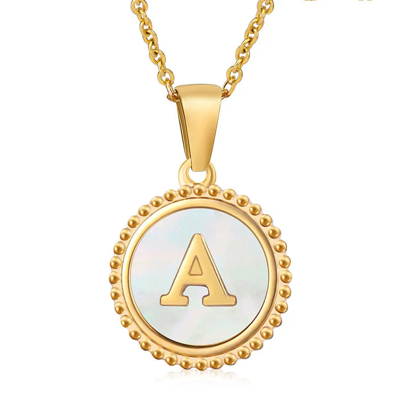 316L Stainless Steel Letter Coin Necklace 18K Gold Plated Women's Fashion - Image 4
