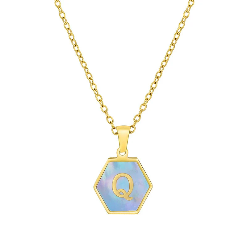 316L Stainless Steel Letter Polygon Pendant Necklace For Women With Electroplating Treatment - Image 22