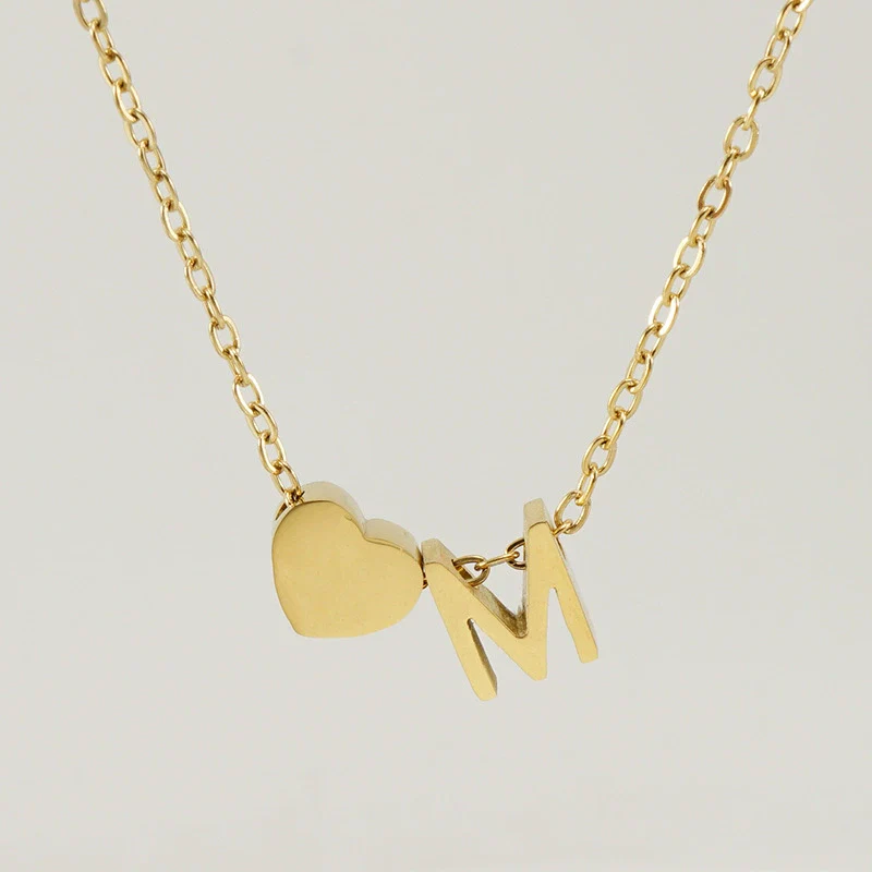 316L Stainless Steel Love Letter Necklace With English Letter Pendant And Cross Chain - Image 15