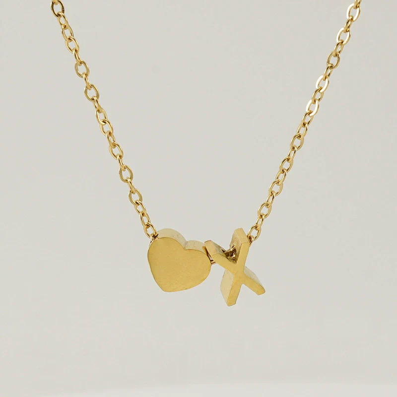 316L Stainless Steel Love Letter Necklace With English Letter Pendant And Cross Chain - Image 26