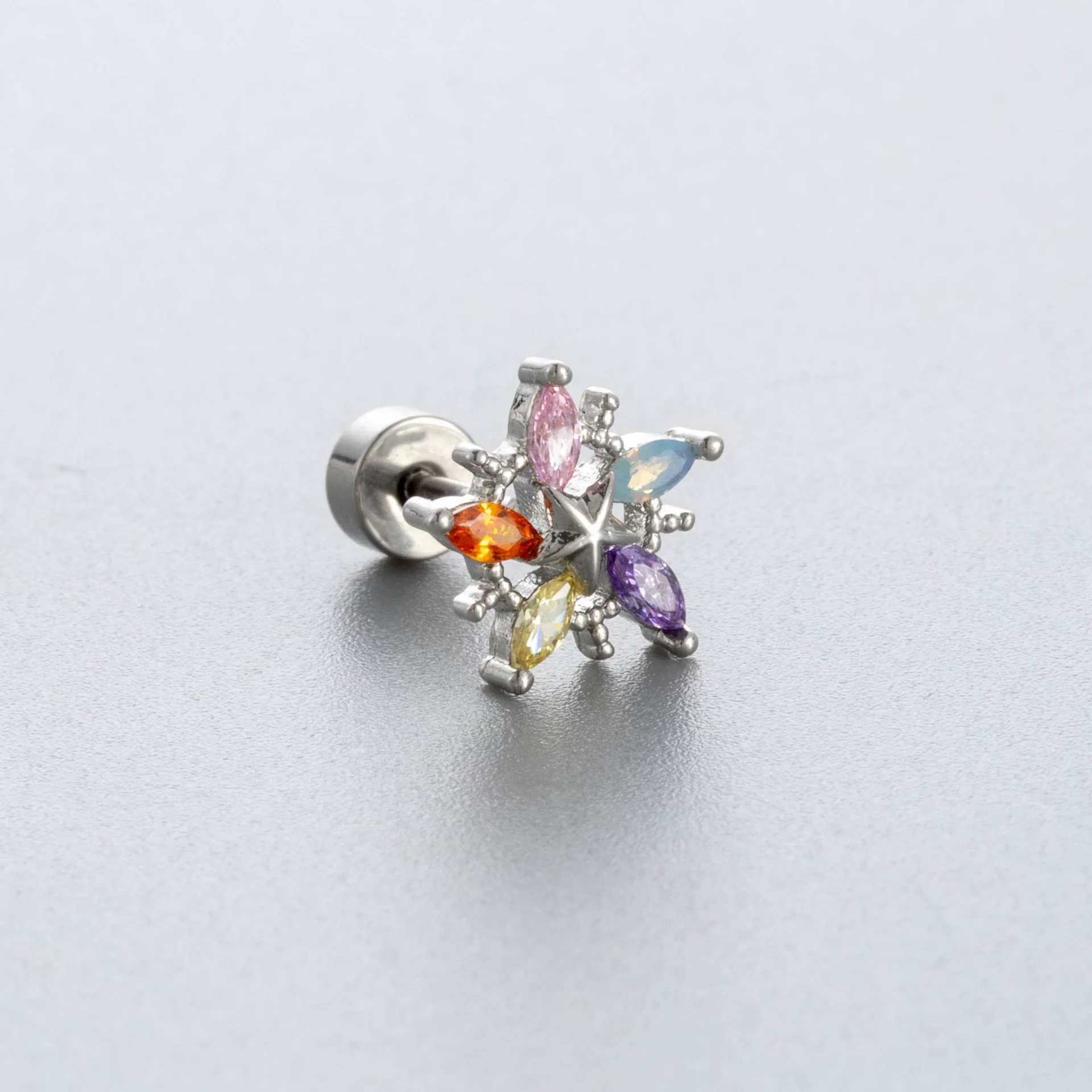 Titanium Steel Love Star Bow Zircon Earrings - Image 2
