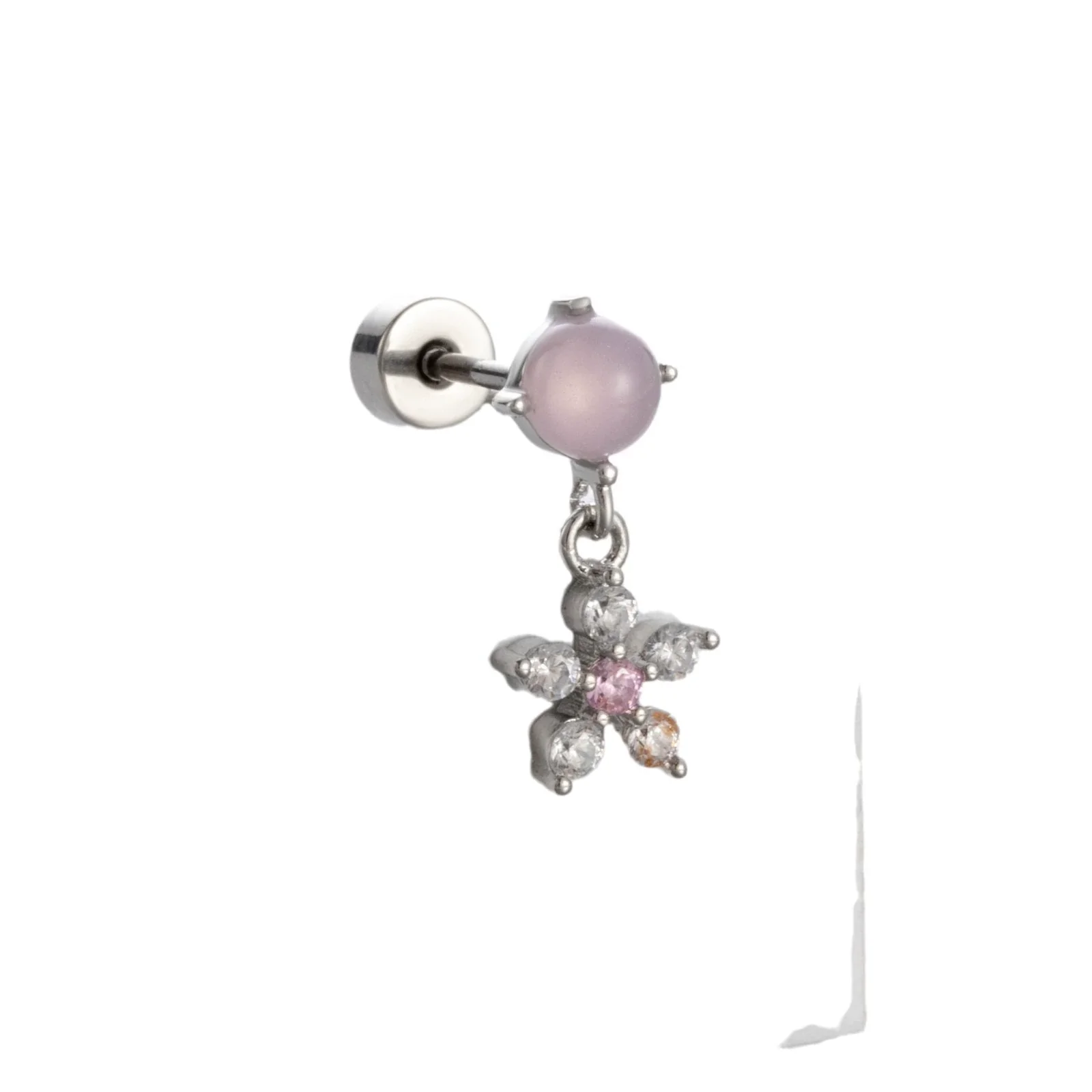 Titanium Steel Love Star Bow Zircon Earrings - Image 4
