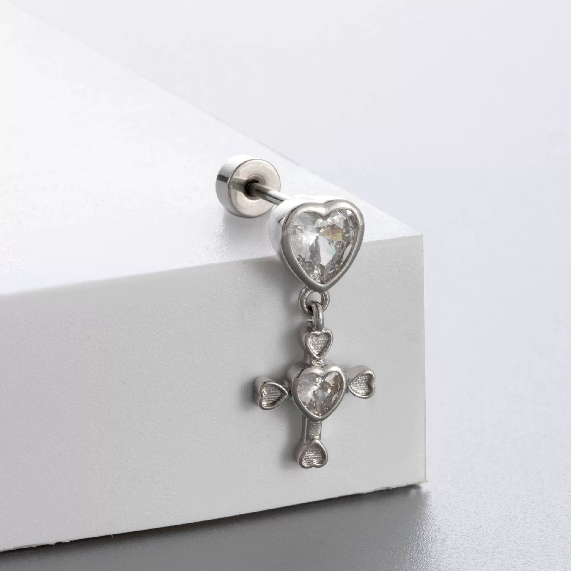 Titanium Steel Love Star Bow Zircon Earrings - Image 7
