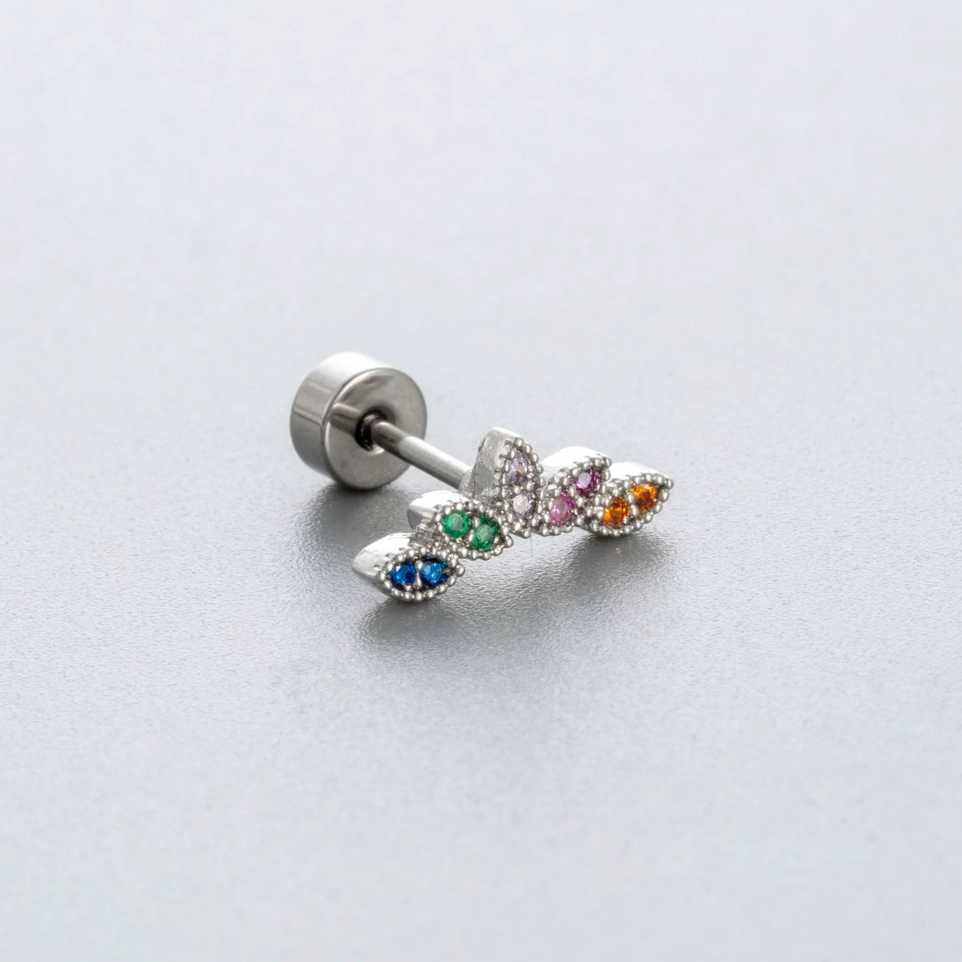 Titanium Steel Love Star Bow Zircon Earrings - Image 8