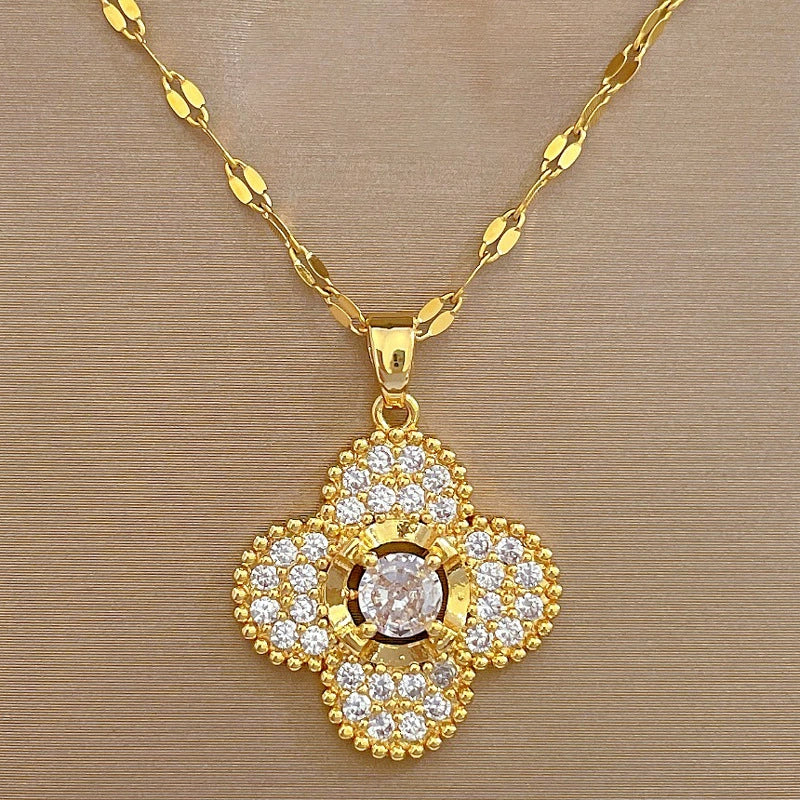 Titanium Steel Microinlaid Jewelry Set With Geometric Pattern And Electroplating For Women - Image 6