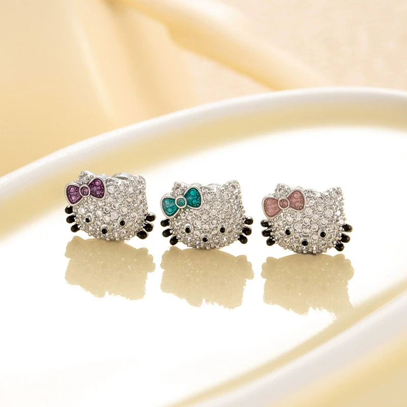 Titanium Steel Microinlaid Zircon Animal Zodiac Cat Head Ear Nail