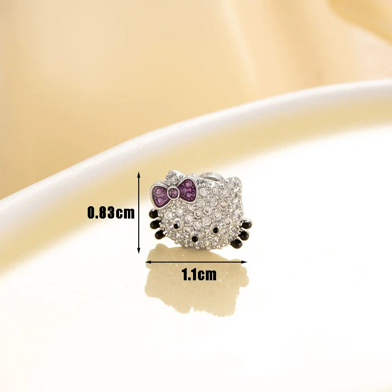 Titanium Steel Microinlaid Zircon Animal Zodiac Cat Head Ear Nail - Image 6