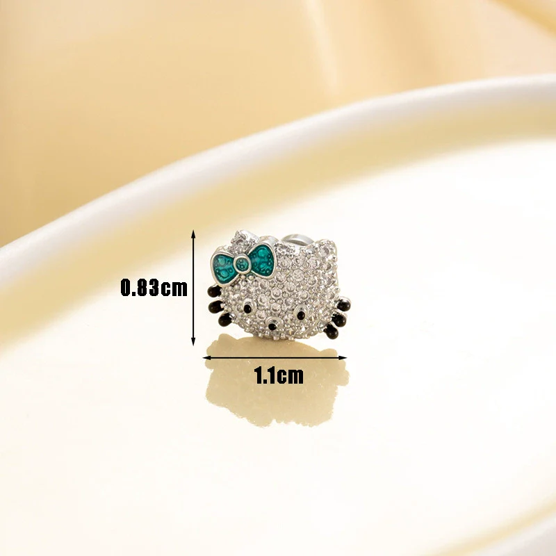 Titanium Steel Microinlaid Zircon Animal Zodiac Cat Head Ear Nail - Image 7