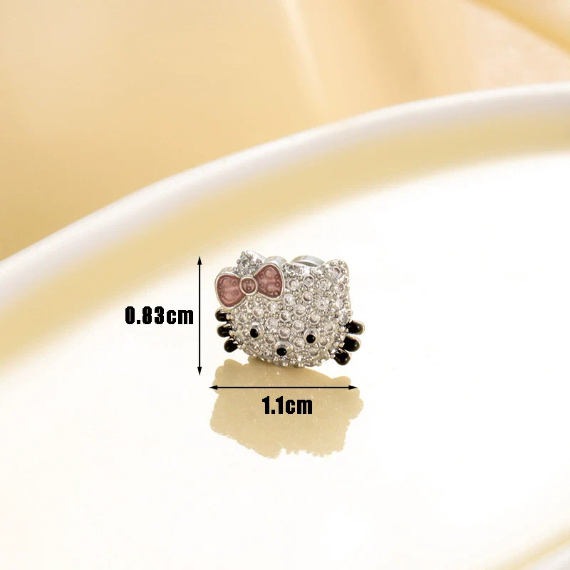 Titanium Steel Microinlaid Zircon Animal Zodiac Cat Head Ear Nail - Image 8