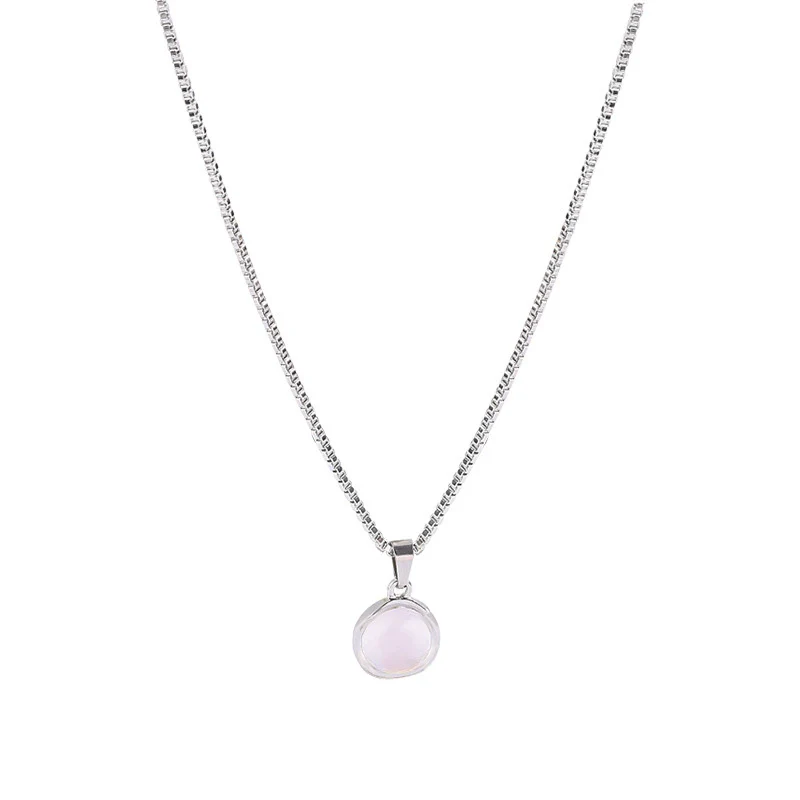 Titanium Steel Necklace With Geometric Moonstone Pendant For Women - Image 5