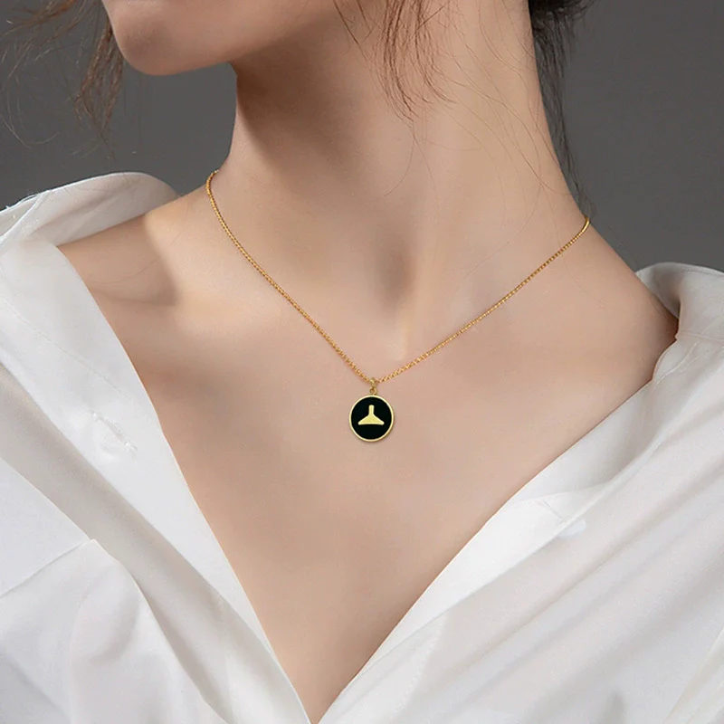 Titanium Steel Necklace With Mermaid Tail Pendant Electroplated In Air Furnace For Women Geometric Cartoon Style - Image 4