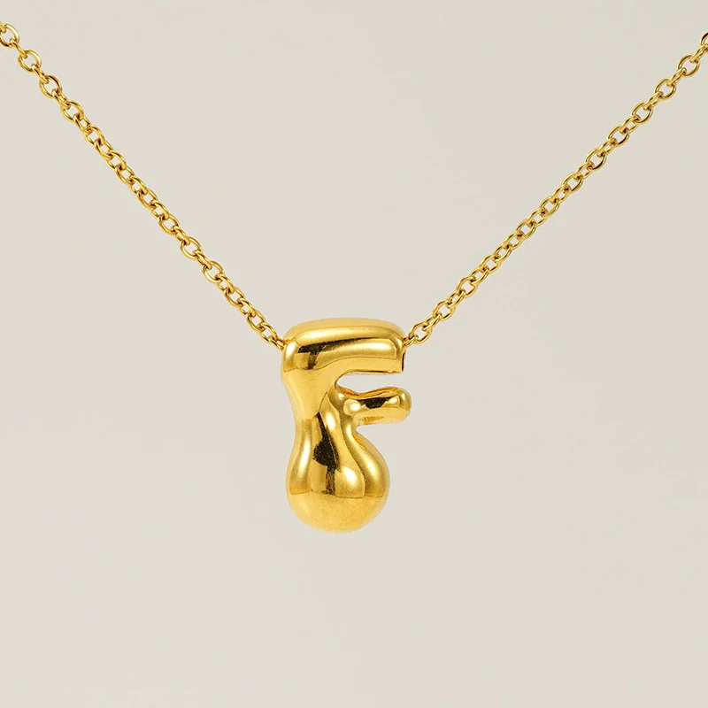 316L Stainless Steel Pendant Necklace With Letter Pattern 18K Gold Plated Unisex - Image 11