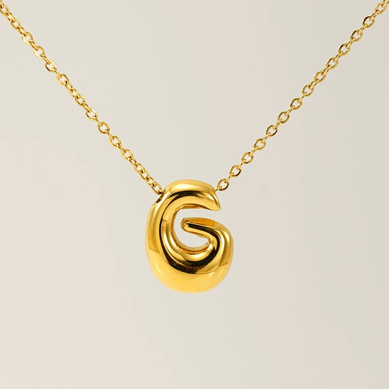 316L Stainless Steel Pendant Necklace With Letter Pattern 18K Gold Plated Unisex - Image 12