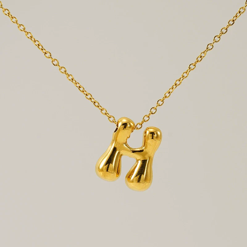 316L Stainless Steel Pendant Necklace With Letter Pattern 18K Gold Plated Unisex - Image 13