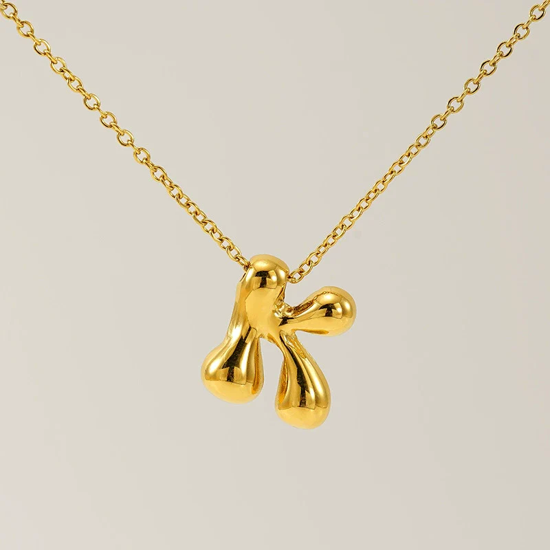 316L Stainless Steel Pendant Necklace With Letter Pattern 18K Gold Plated Unisex - Image 16
