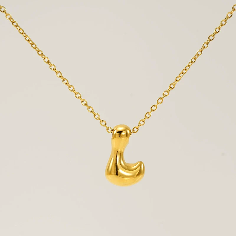 316L Stainless Steel Pendant Necklace With Letter Pattern 18K Gold Plated Unisex - Image 17