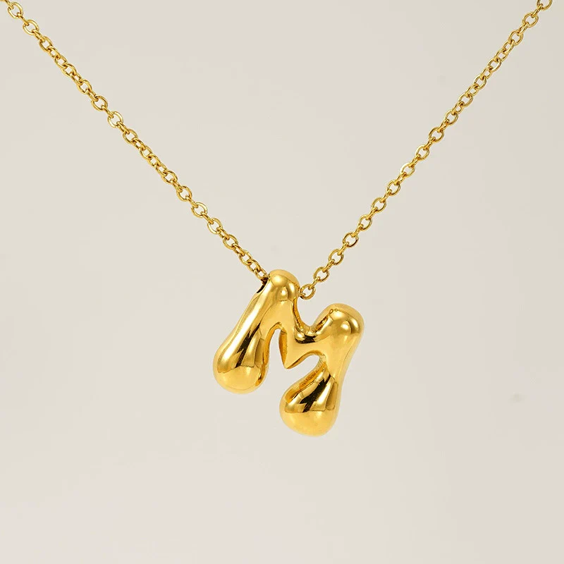 316L Stainless Steel Pendant Necklace With Letter Pattern 18K Gold Plated Unisex - Image 18