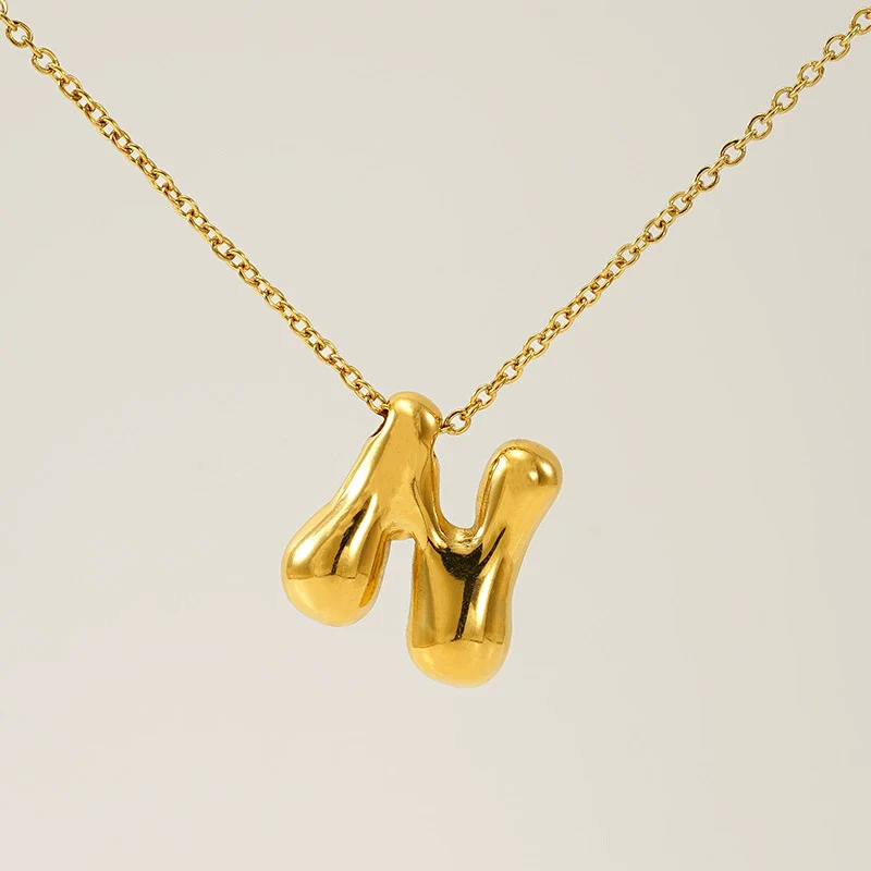 316L Stainless Steel Pendant Necklace With Letter Pattern 18K Gold Plated Unisex - Image 19