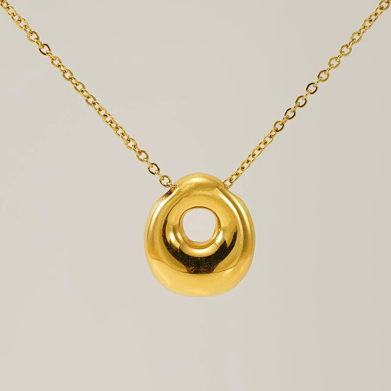316L Stainless Steel Pendant Necklace With Letter Pattern 18K Gold Plated Unisex - Image 20