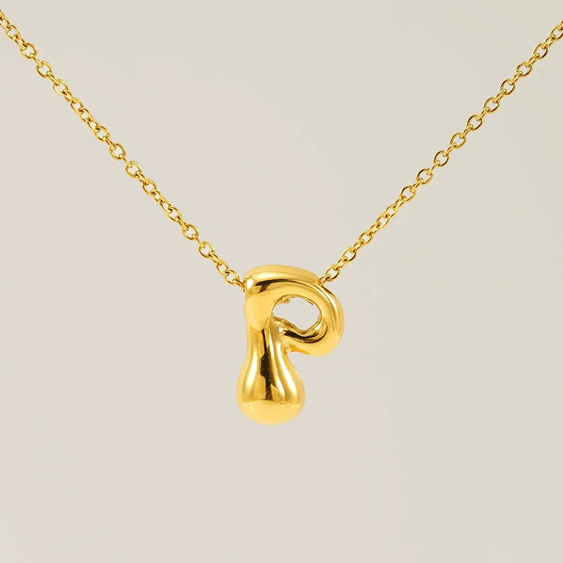 316L Stainless Steel Pendant Necklace With Letter Pattern 18K Gold Plated Unisex - Image 21