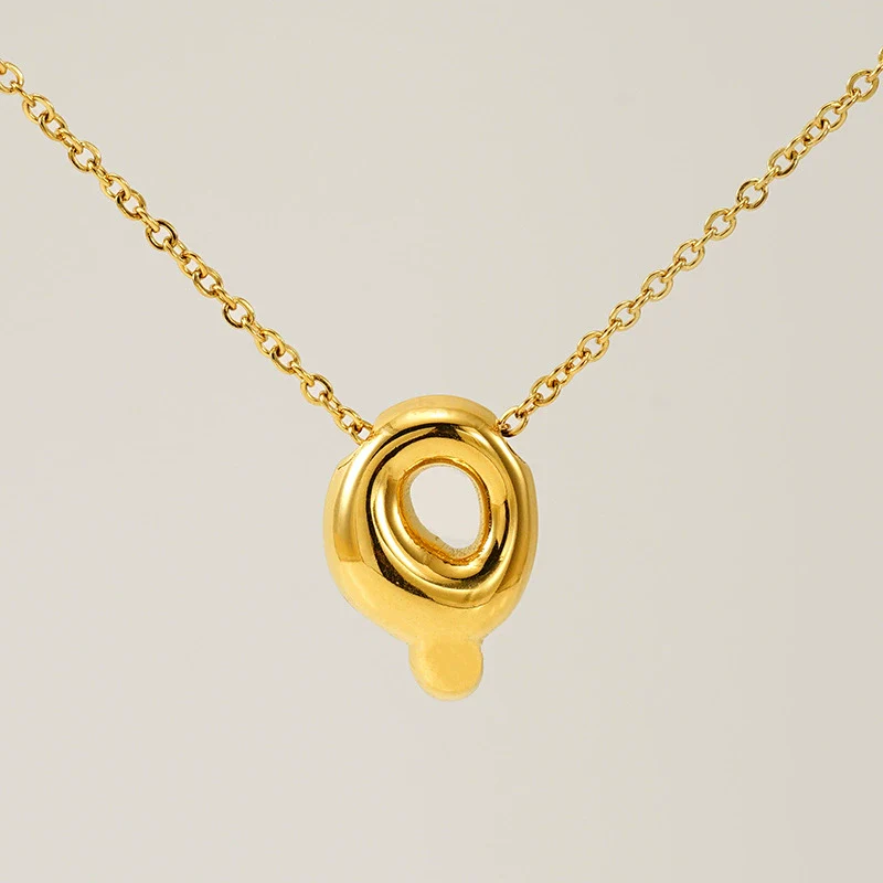 316L Stainless Steel Pendant Necklace With Letter Pattern 18K Gold Plated Unisex - Image 22