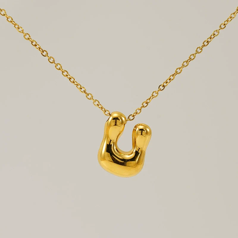 316L Stainless Steel Pendant Necklace With Letter Pattern 18K Gold Plated Unisex - Image 26