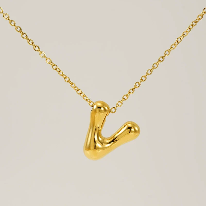 316L Stainless Steel Pendant Necklace With Letter Pattern 18K Gold Plated Unisex - Image 27
