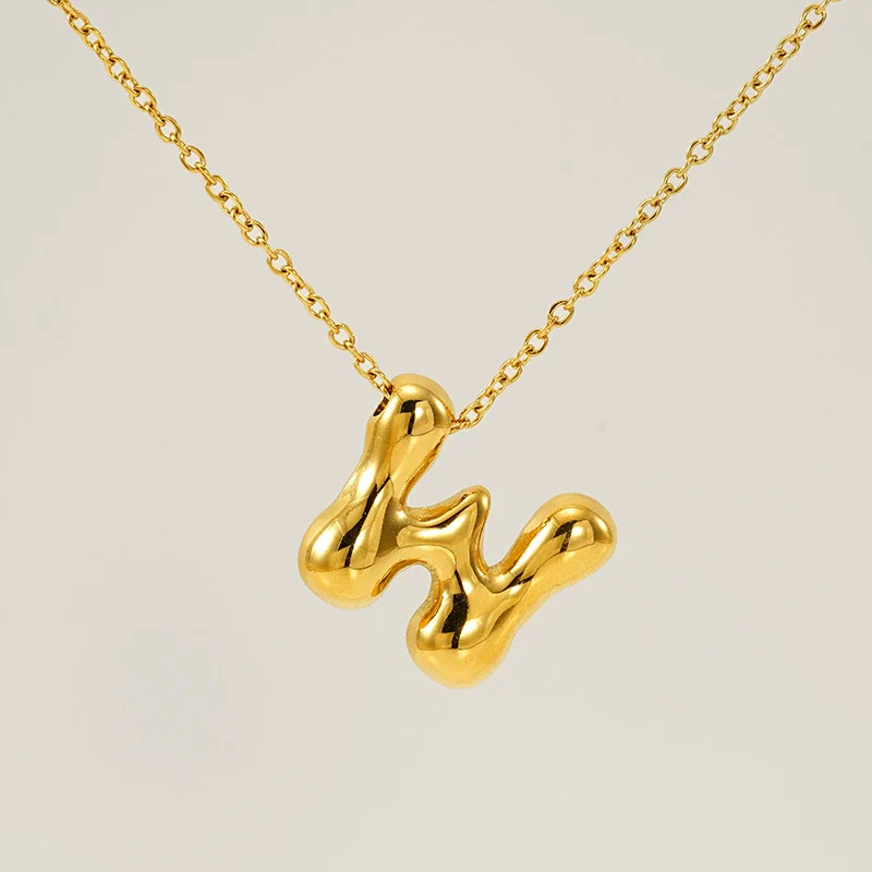 316L Stainless Steel Pendant Necklace With Letter Pattern 18K Gold Plated Unisex - Image 28