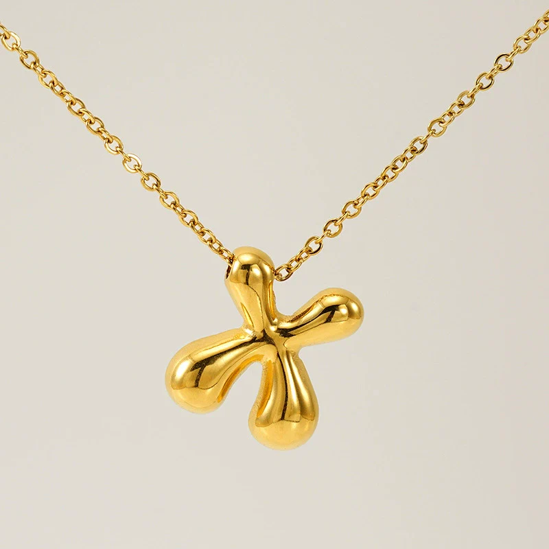 316L Stainless Steel Pendant Necklace With Letter Pattern 18K Gold Plated Unisex - Image 29